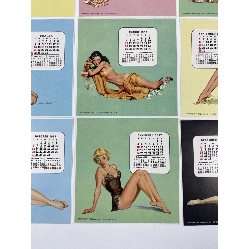 1957 Esquire‎ Magazine Desktop Pinup Calendar Holder ~ 12 Months